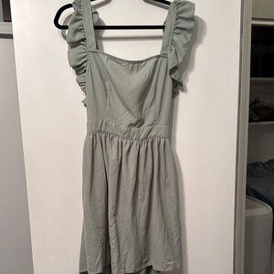 Elegant Ruffle Sleeve Dress in Gray